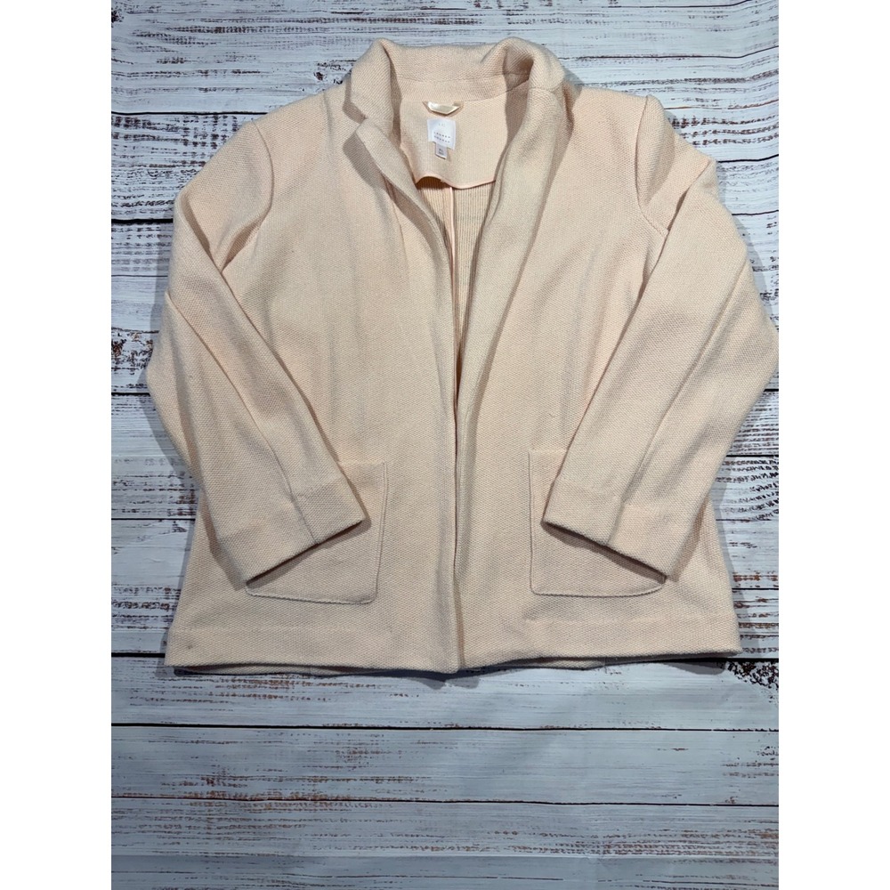 LC Lauren Conrad Womens XL Peach Knit Open Front Blazer Cardigan Jacket Pockets